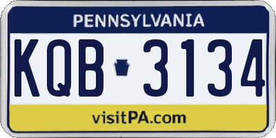 PA license plate KQB3134