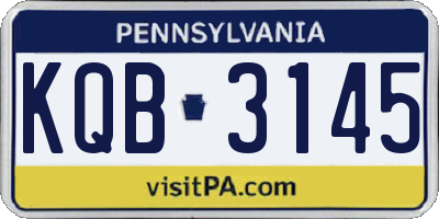 PA license plate KQB3145