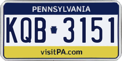 PA license plate KQB3151