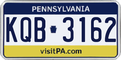 PA license plate KQB3162