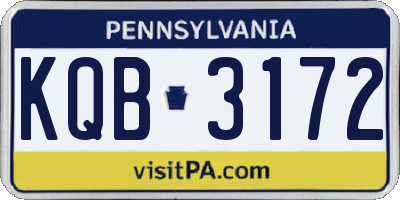 PA license plate KQB3172