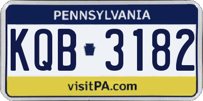 PA license plate KQB3182