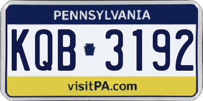 PA license plate KQB3192