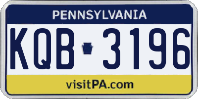 PA license plate KQB3196