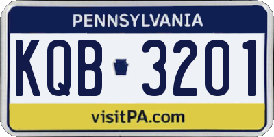 PA license plate KQB3201