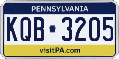 PA license plate KQB3205