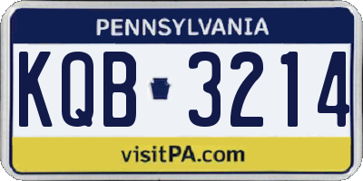 PA license plate KQB3214
