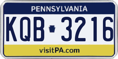 PA license plate KQB3216