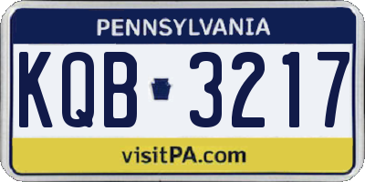 PA license plate KQB3217