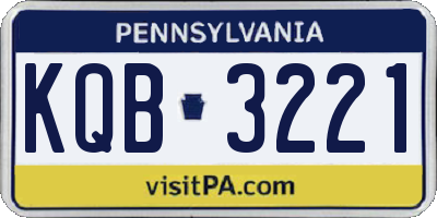 PA license plate KQB3221