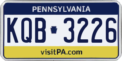 PA license plate KQB3226