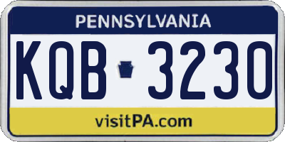 PA license plate KQB3230
