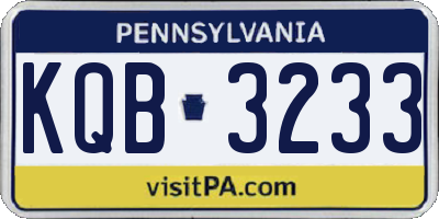 PA license plate KQB3233