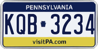 PA license plate KQB3234