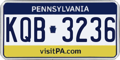 PA license plate KQB3236