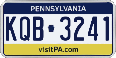 PA license plate KQB3241