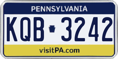 PA license plate KQB3242