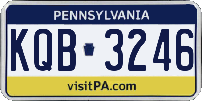 PA license plate KQB3246