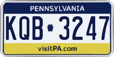 PA license plate KQB3247