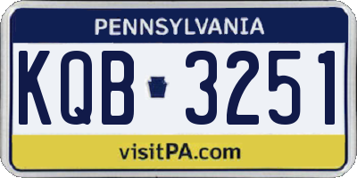 PA license plate KQB3251