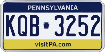 PA license plate KQB3252