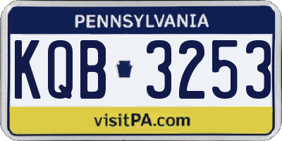 PA license plate KQB3253