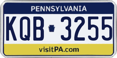 PA license plate KQB3255