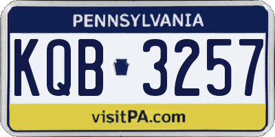 PA license plate KQB3257