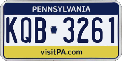 PA license plate KQB3261