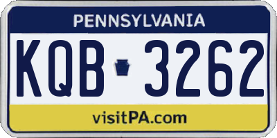 PA license plate KQB3262