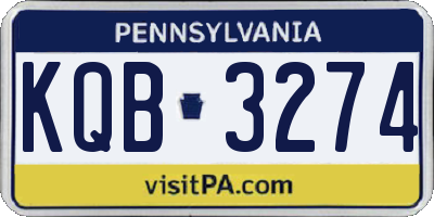 PA license plate KQB3274