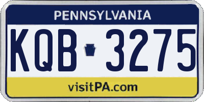 PA license plate KQB3275
