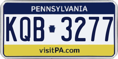 PA license plate KQB3277