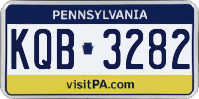 PA license plate KQB3282