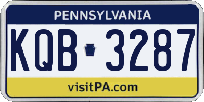 PA license plate KQB3287