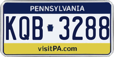 PA license plate KQB3288