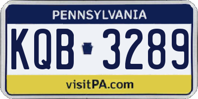 PA license plate KQB3289