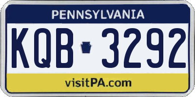 PA license plate KQB3292