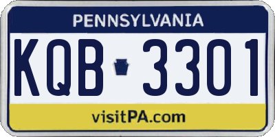 PA license plate KQB3301