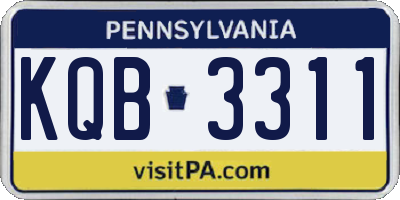 PA license plate KQB3311