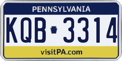 PA license plate KQB3314