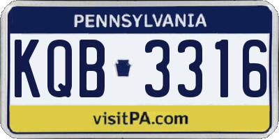 PA license plate KQB3316
