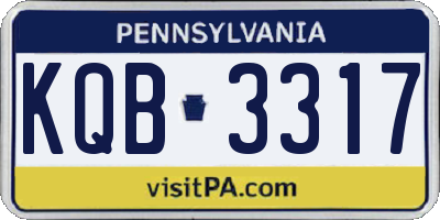 PA license plate KQB3317