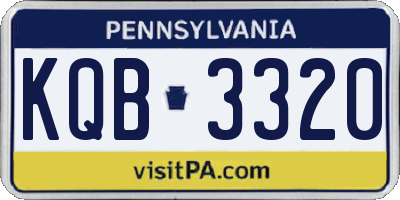 PA license plate KQB3320