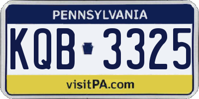 PA license plate KQB3325
