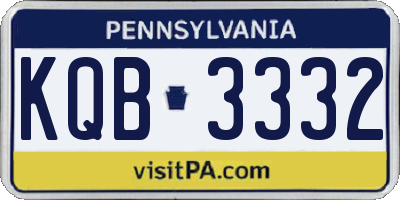PA license plate KQB3332