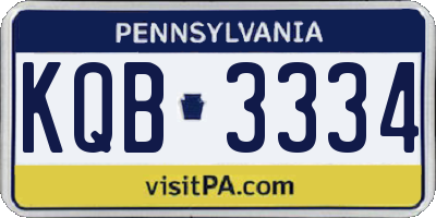 PA license plate KQB3334