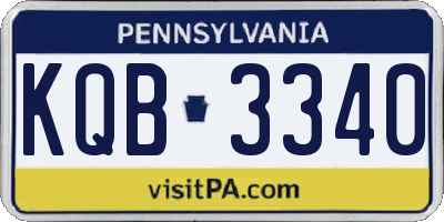 PA license plate KQB3340