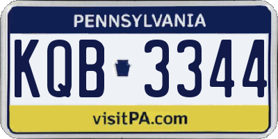 PA license plate KQB3344