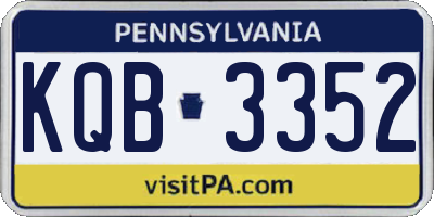 PA license plate KQB3352